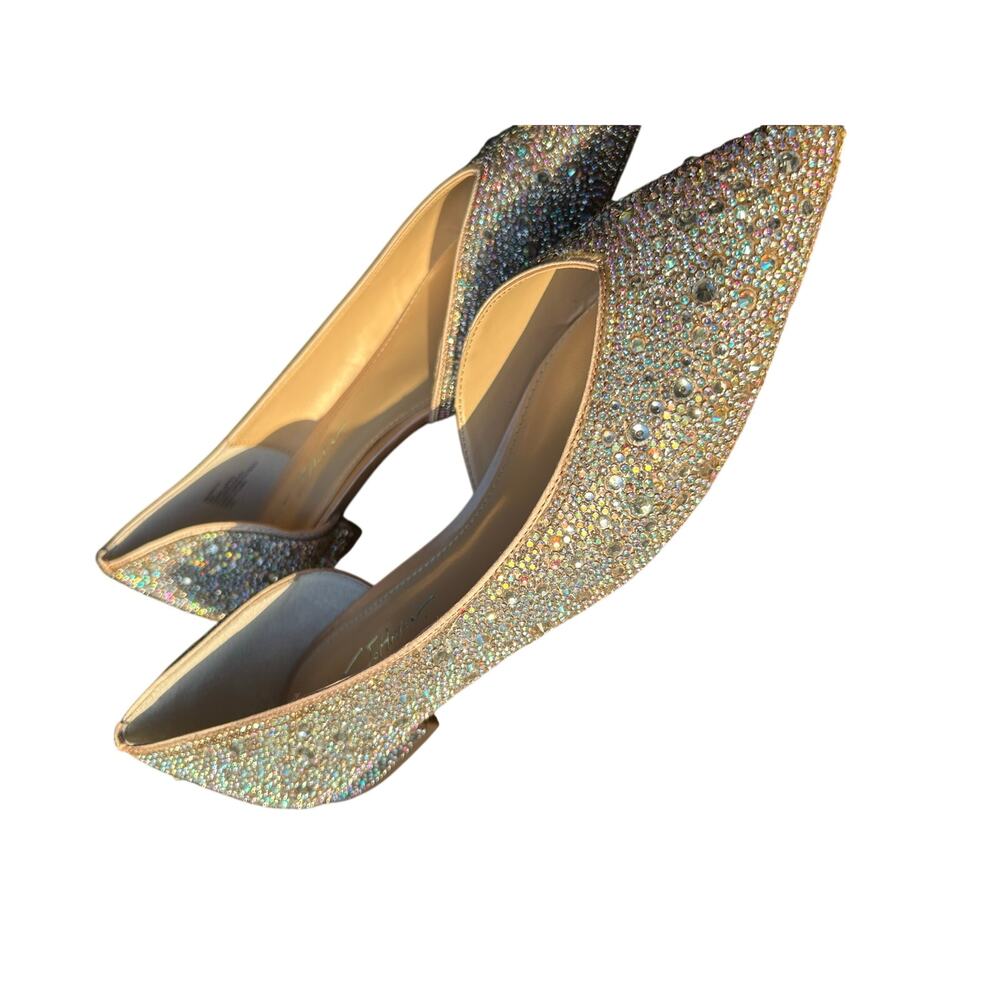 Betsey Johnson Remy Silver Rhinestone Ballet Flats Size 9 Pointed Toe New - Picture 8 of 9